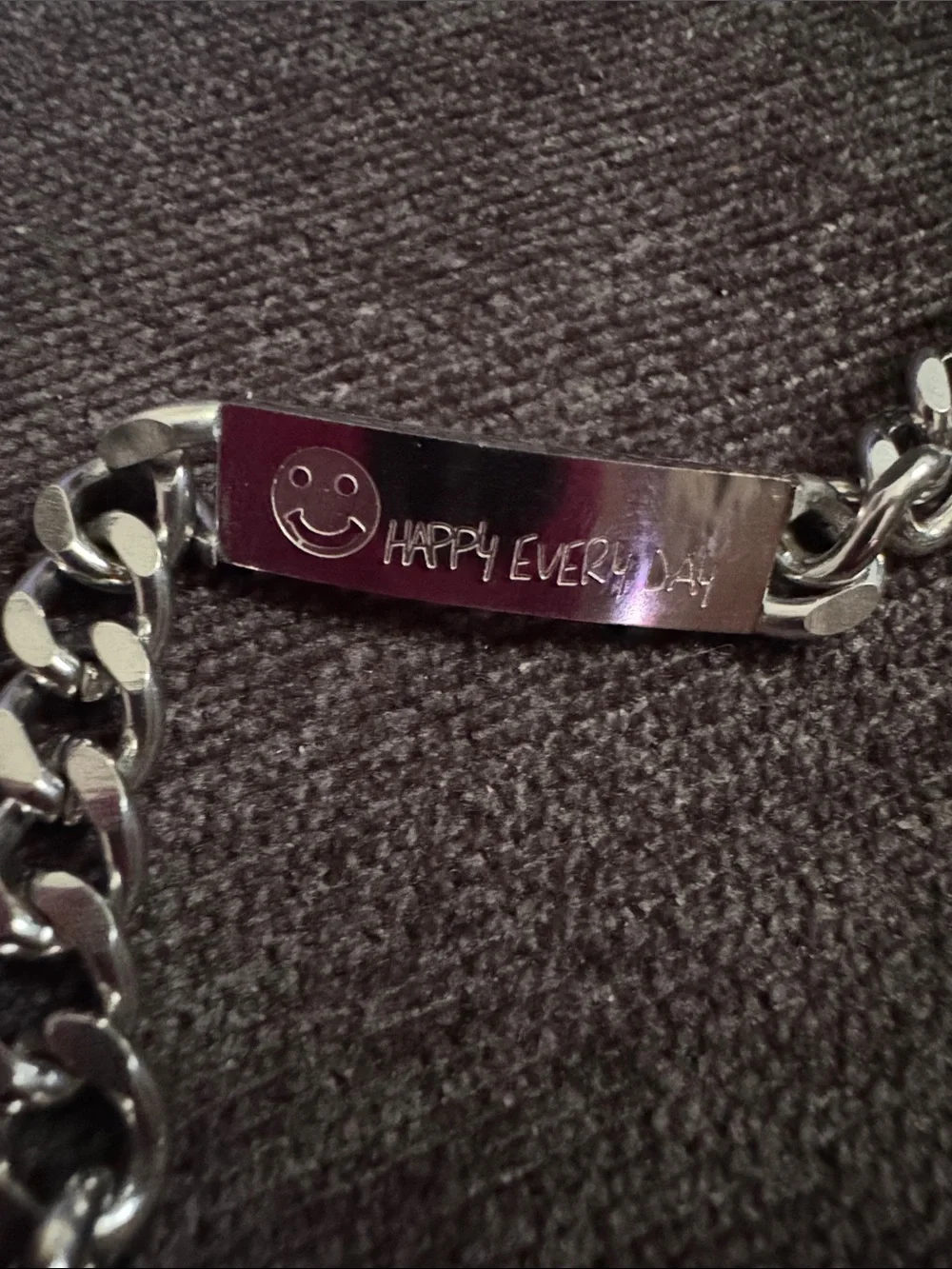Stainless ID Chain Bracelet with Smiley Plate